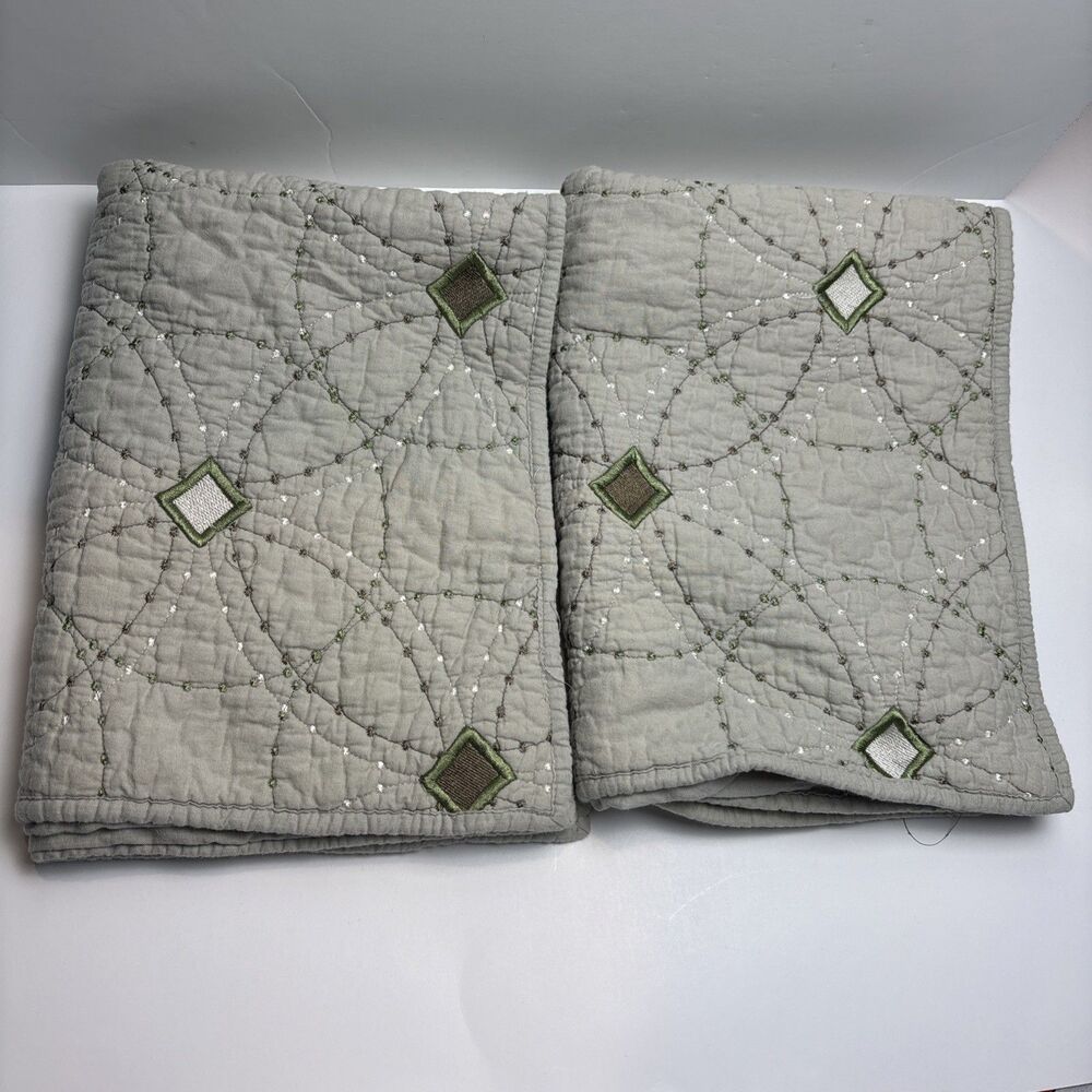 Two Home Classic Quilted Pillow Shams Wedding Ring Diamond Embroidered